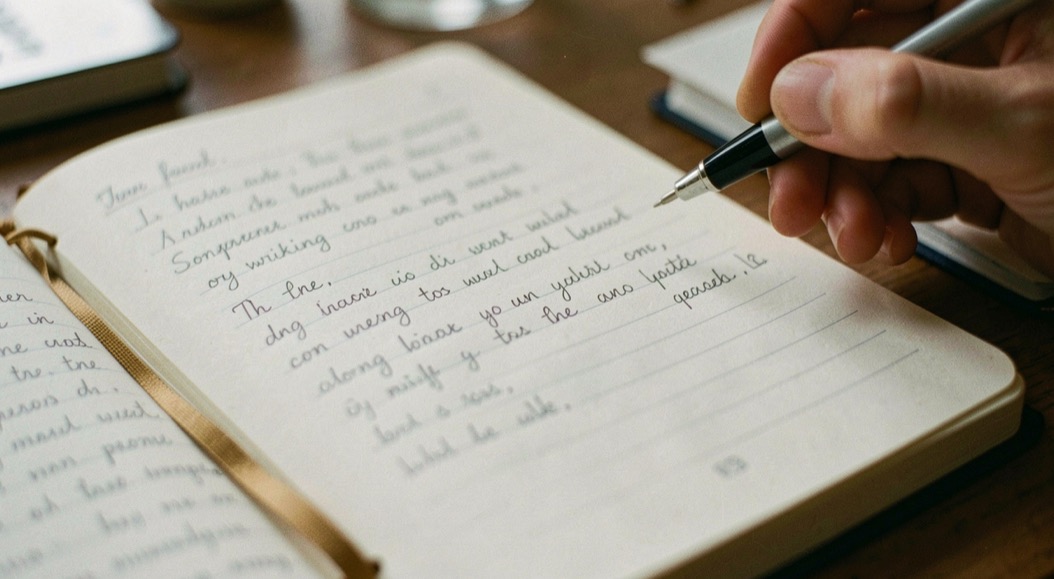 Detailed view of songwriting notebook within demo version